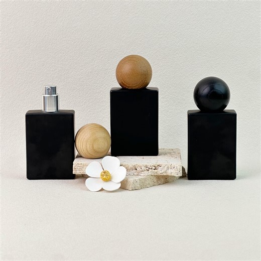 Black Glass Perfume Spray Bottle, 30ml Empty Refillable Atomizer, Matte Black Cologne Bottle With Wooden Ball Cap, DIY Fragrance Bottle - Etsy
