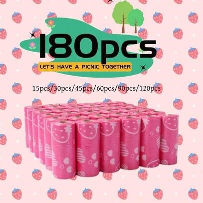 8 Rolls Of Dog Waste Trash Bags, Large Thickened Trash Bags, Thick Type Trash Bags, Collection Bags, Garbage Bags, Trash Bags With Cute Poop Patterns | SHEIN