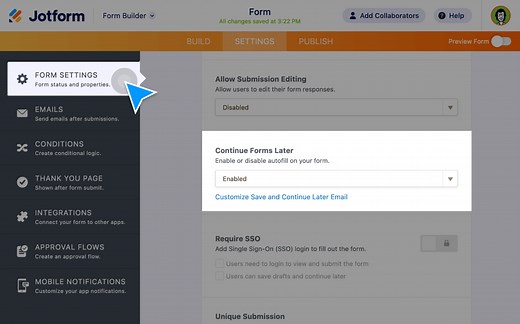 Save & Continue Later