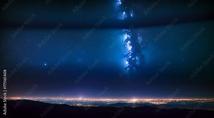 Endless Night Stary Sky Horizon Fly Over Landscape Background Loop
