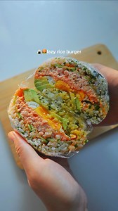 lazy rice burger 🍙🍔 For recipe, make sure you’re following me then comment “gimme recipe” so that the message goes thru. Easy hack is to use a bowl to mold your rice into the perfect round shape. | Fationatefoodbelly