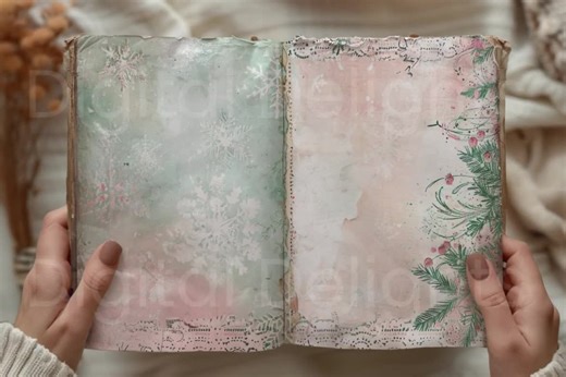 Pastel Christmas Junk Journal Pages: Elegant Vintage Holiday Set (digital Download) - Etsy