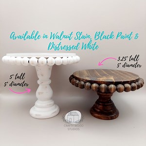 Beaded Wood Pedestal Riser: 5" Round Top, Rustic Display Stand - Etsy