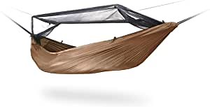 DD Hammocks Frontline Hammock - Coyote Brown - Portable Lightweight Wild Camping Hammock with Mosquito Net for Bushcraft Backpacking & Hiking