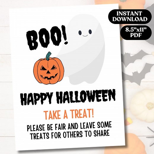 Halloween Candy Bowl Sign: Please Take One Sign, Trick or Treat Porch Sign, Take a Treat Sign (digital Download, 8.5x11 Printable) - Etsy