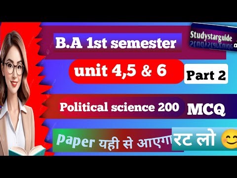 BA 1st Sem Political Science Unit 4, 5, 6 | 100% Exam Focused | Full Syllabus