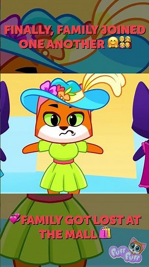 Family got lost in the mall! Funny educational cartoons for toddlers #forkids #purrpurr