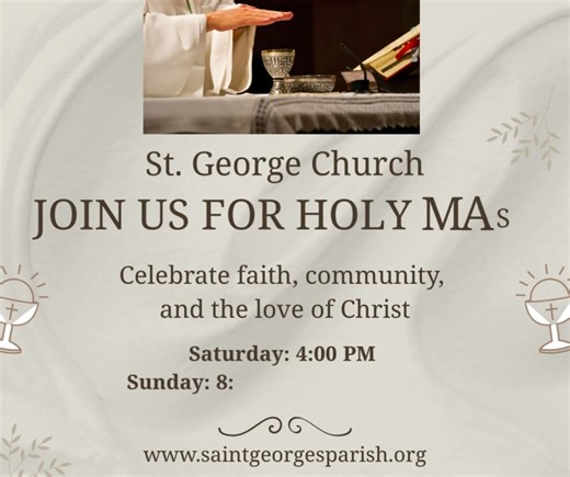 St. George Church, 40 Brattle Street, Worcester, MA, invites you to Mass on this Holy Family Sunday! You are welcome to join us at Mass either Saturday at 4:00 PM or Sunday at 8:00 AM and 10:00 AM. Can't make it to Church? Live Stream Mass at 10:00 AM. Please visit: https://saintgeorgesparish.org/streaming-mass-readings-and-music | St. George Church Worcester MA
