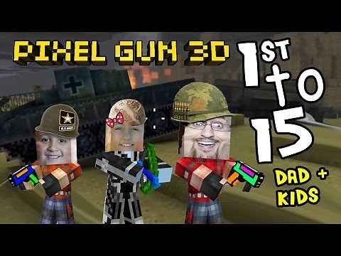 Lets Play Pixel Gun w/ Dad, Daughter & Son: Lex the Destroyer! 1st to 15 on D-Day Map (pt. 5)