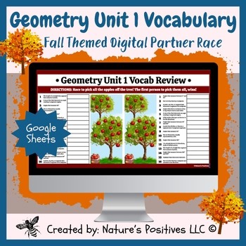 Fall themed Digital Self Checking Intro to Geometry Vocabulary Game