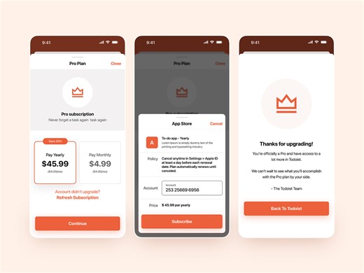 To-do App – Pricing page mobile screen