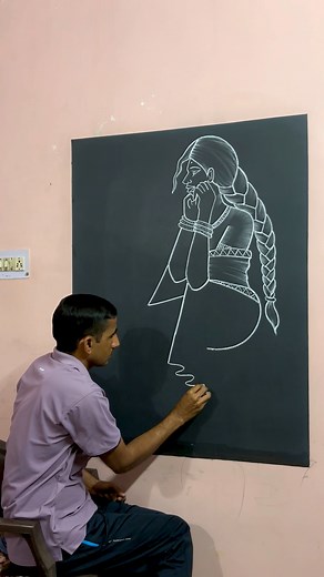 Drawing of a woman adjusting her hair in a mirror ||😲👌|| #womanart #artist #artistnareshkumar | Artist Naresh kumar