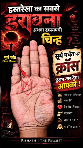 सूर्य पर्वत पर Cross का निशान | Sun Mount X Sign | हस्तरेखा का डरावना चिन्ह? 😱 | Palmistry