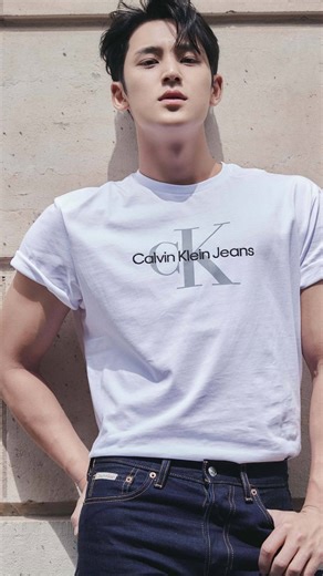 Three looks, all ready to love. Mingyu styles the Monogram Tee for the streets of Paris. White-out denim, trench layers and light tailoring. Which are you into? | Calvin Klein