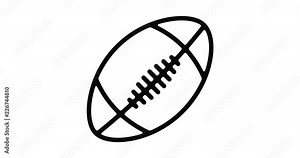 American football line icon motion graphic animation with alpha channel.