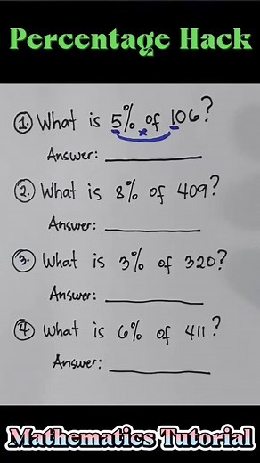 59K views · 214 reactions | Percentage Hack #fbreels #mindblowinghacks #mathpractice #mathtutor | Mathematics Tutorial | Facebook