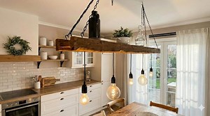 Rustic Wooden Ceiling Lamp Made From Upcycled Construction Timber – Handcrafted Pendant Light in Country House & Industrial Style - Etsy