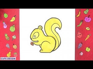How to draw and color a cute squirrel EASILY step by step 4 - Draw squirrel