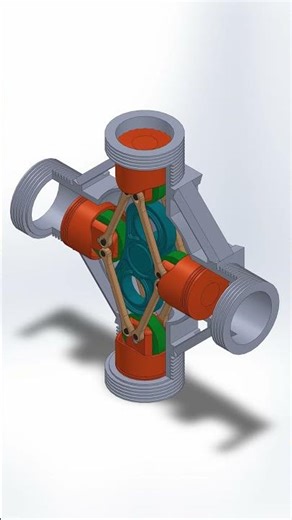 x- type engine #mechanism #HowItWorks #Solidworks #STEM #CAD #SatisfyingVideo #Relaxing