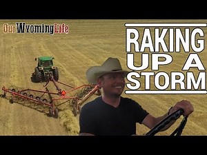 Haying - Raking Hay with the John Deere 4055 - Ranching & Farming