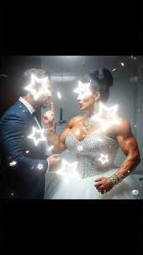 Beautiful bride with big muscles at the wedding on the wedding night #weddingphoto #bridalshoot
