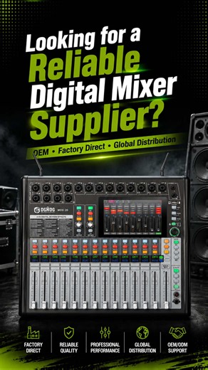 Looking for a trusted digital mixer manufacturer? We provide professional digital mixers with factory-direct pricing, OEM & ODM services, and strict quality control. ✔ Stable Performance ✔ Professional Features ✔ Custom Branding ✔ Global Shipping 📩 Contact us for catalogs, samples, and wholesale pricing. #DigitalMixer #AudioMixer #ProAudio #LiveSound #SoundEngineer
