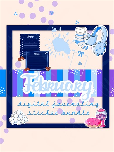 Digital Journalling Stickerbundle February - Etsy
