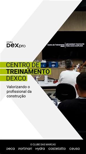 Clube DEXpro on Instagram: "Seu espaço de treinamento e aprendizagem foi renovado para atividades inéditas e exclusivas do Clube DEXpro! 🤩 Prepare-se para se conectar às novidades do mercado e das grandes marcas. 🛠️ 👷🏻 O que você gostaria de ver no Centro de Treinamento da Dexco? 🤔 👇 Comenta aqui! Clube DEXpro. Seu Clube, Nossa Parceria. 🔧 O Clube das marcas Deca, Portinari, Hydra, Castelatto e Ceusa. ✨ #ProfissionaisDaConstrução #ObraComEstilo #DicaDoAssentador #InstaladorProfissional #D