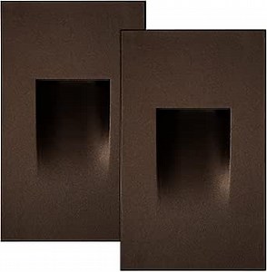 Maxxima Vertical LED Step Light - Indoor/Outdoor Stair Light, 3 CCT Color Selectable 3000K, 4000K, 5000K, 70 Lumens, IP65 Rated for Outdoor and Damp Locations, Oil Rubbed Bronze, 2-Pack