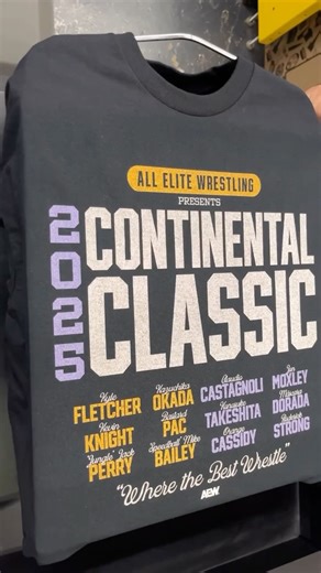 Shop AEW on Instagram: "Who takes the Continental Title for the 2025 Continental Classic? Get the 1 Hr limited drop tee tomorrow at 12pm ET. Plus 25% off other AEW logo merch during the hour! 🔗 link in bio #aew #allelitewrestling #shopaew #onehourtees"