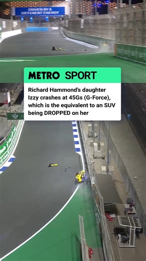 HUGE crash for Hammond’s daughter 😟 Richard Hammond’s daughter Izzy crashed a Formula E Gen 3 Evo race car, during FE’s EVO Sessions, and hit the wall at a reported 45Gs (G-Force), which is the equivalent of an SUV being dropped on her for a split-second. | Metro