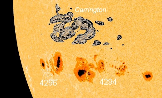 Global Temps Cooled In November; Australia's Historic Summer Cold; China's Deep Early-Freeze; Arctic Blast To Break Records Across US;   Giant Sunspot Group Comparable To The 1859 Carrington Region