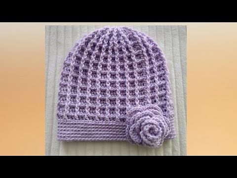 Easy Crochet Hat|Waffle Stitch Beanie, The Waffle Stitch Hat Crochet Tutorial #crochetworldcreations