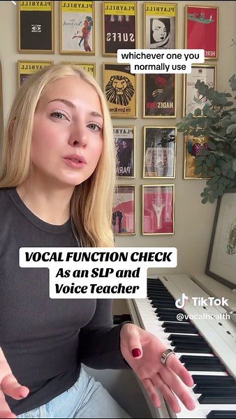 This is my go to method to screen my vocal function for the day so that I can make adjustments accordingly to my voice use. I got a lot of questions about this after the amazing MK Morrissey tagged me in her recent video on vocal health 💖 ⚠️Big disclaimer 1, this is an example of self screening the voice, but is not to be used in lieu of medical advice from a doctor. If you are having a voice problem, you should consult with your medical voice care team. The gold standard of voice evaluation wo