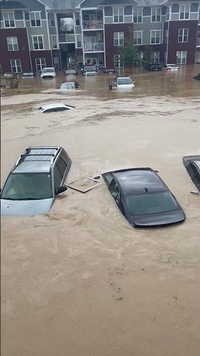 Flash Flooding Submerges Vehicles in Fletcher North Carolina