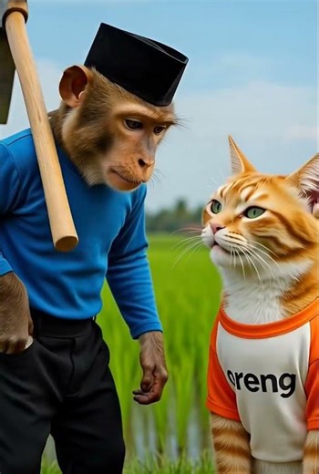 berbagi rejeki #kucing #monyet #food #viral