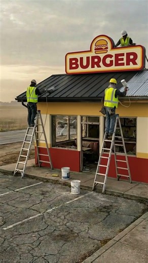 Rusty Abandoned Burger Shop TRANSFORMED into Dream Diner! 🔥🍔 #shorts #beforeafter #burger