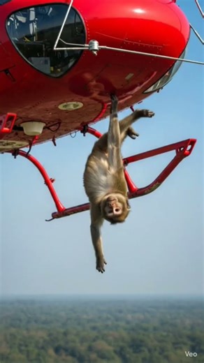 A monkey hanging below a helicopter". shorts# viral