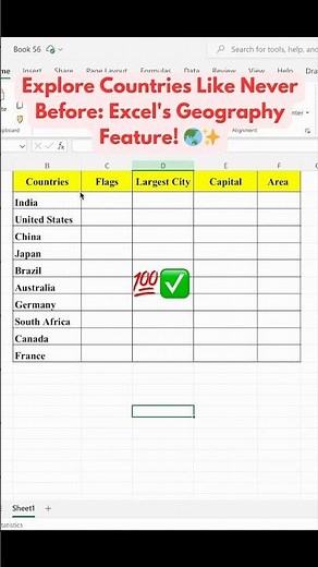 ✨ Excel Geography Tips 🌍 Explore & Analyze Countries with Ease! #excel #excelshorts