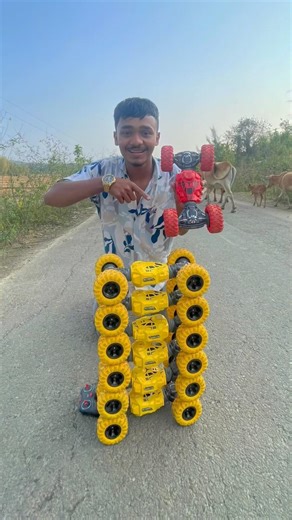 Wow 😯six yellow Rc remote control Moka car 😱