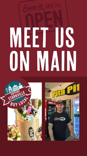 If you've been on Main Street, you know Donnie at Starkville Pita Pit! He truly goes above and beyond for customers and offers such a fresh food option for those visiting downtown. Get out and #SupportStarkville and visit Pita Pit during the Main Street Revitalization project. #StarkvilleMS #EatLocal | Downtown Starkville