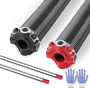 One Pair Garage Door Torsion Springs Set 250-2-32, 2" ID x 32" Length, Oil-Free Electrophoretic Coated Replacement Kit with Winding Bars, 20,000+ Cycle Heavy-Duty Springs for DIY & Pro Install