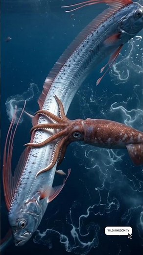 Giant Squid vs Colossal Oarfish — Deep Ocean Monster Battle | Real Size Documentary 🦑