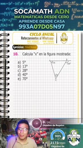 GEOMETRÍA TRIANGULOS TEOREMA DEL ÁNGULO EXTERIOR #LIVEIncentiveProgram #LIVEMonetization #PaidPartnership