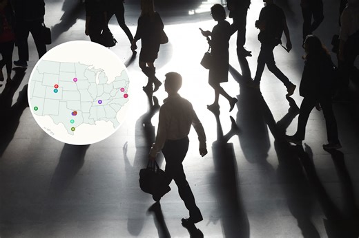 Map shows hardest working cities in US