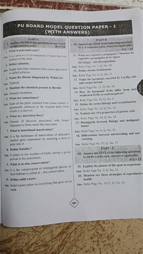 2nd puc biology board model question paper 1