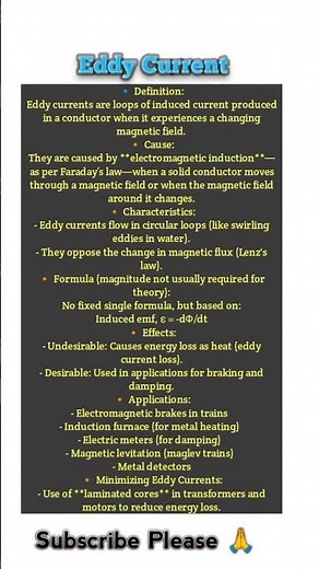 Eddy Current – Summary (Class 12 Physics)