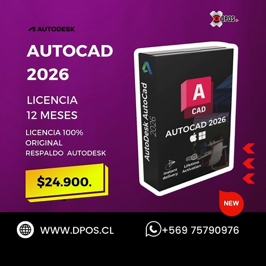Prefiere el original ! NO PAGUES DE MÁS ! Suscripción AUTOCAD 2026 - 12 Meses. Entrega Inmediata. Windows / MacOS Encuentrálo en nuestra Tienda Web Oficial : WWW.DPOS.CL #Autocad #Autodesk #autocad2026 | Dpos Tecnologia | Facebook