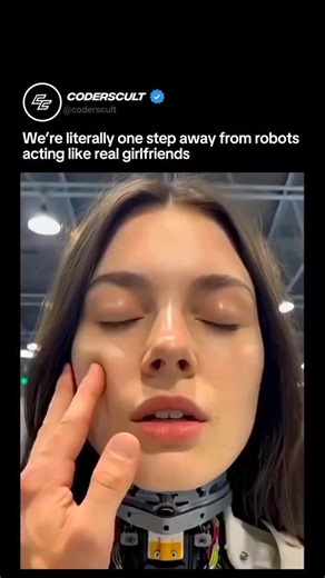 CODERSCULT on Instagram: "Follow us (@coderscult) for more 👀 We might have just crossed into a new era of human-like robotics. This latest prototype features a robot with an incredibly soft, realistic face that reacts to touch in a way almost indistinguishable from real skin. The micro-expressions, subtle movement, and lifelike texture are unlike anything we've seen before. What makes it even more mind-bending is how naturally the material behaves — it compresses, shifts, and springs back just 