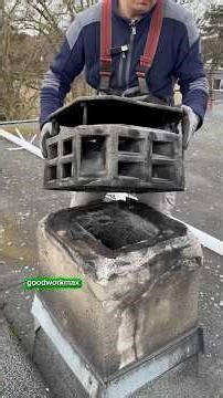 Roof work in action: installing a new flue liner the right way.